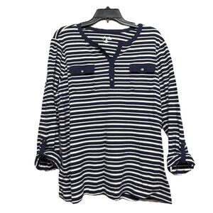 Kim Rogers Blue and White Button Down Top